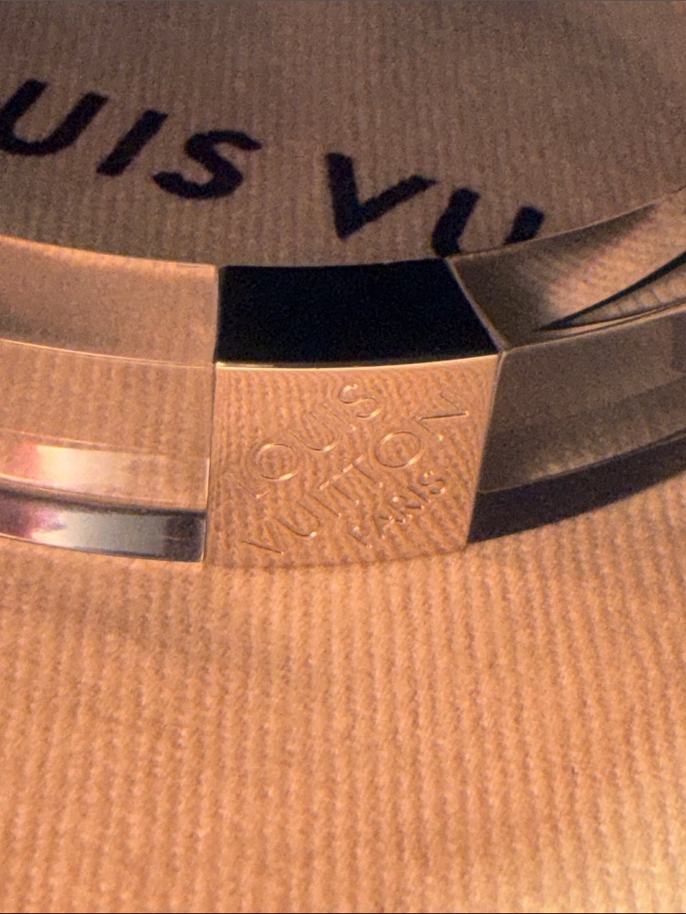 Louis Vuitton Silver-Tone Block Logo Cuff excellent condition size 7.5”